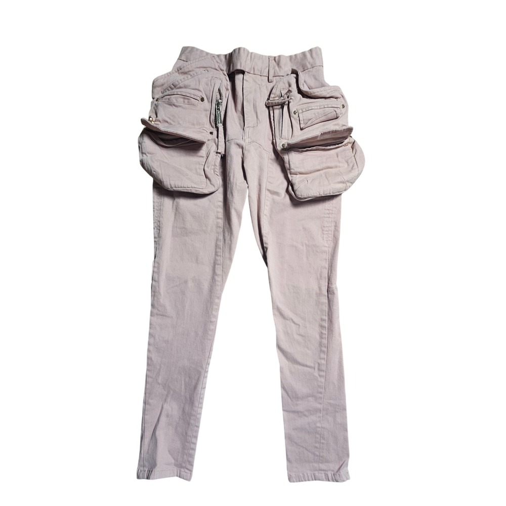 Betty Chow Los Angeles 3D Cargo Pocket Skinny Pants 26x25 Mauve Pink Avant Garde